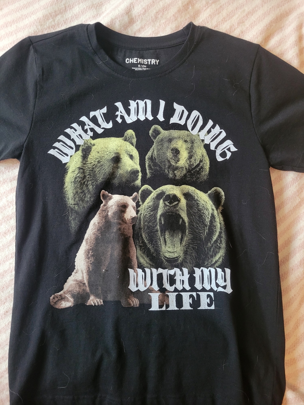 Chemistry Kids Black Graphic Bear T-Shirt